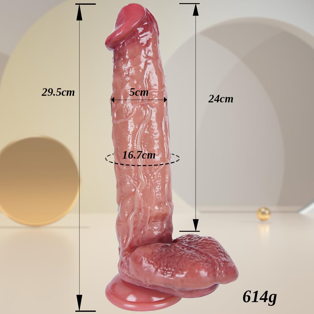 Consolador gigante realista 29.5cm, Juguetes sexuales gruesos con ventosa para mujeres, de silicona líquida doble densidad XXL para hombres G Spot Anus Plug Wide Adult