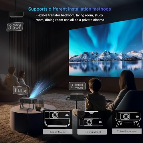 2026 Upgraded 4k Support Smart Mini Projector with WiFi and Bluetooth, 360° Rotation Stand, Auto Keystone, Portable Projector Phone Wireless Gaming WiFi Proyector for Bedroom/Home/Celling