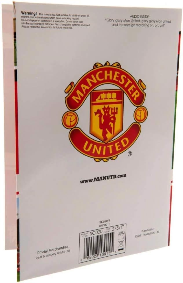 Manchester United F.C. Musical Birthday Card, Red and White - Image 4