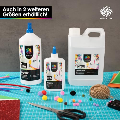OfficeTree 2 Liter Bastelkleber Transparent Trocknend - Bastel Kleber - Lösungsmittelfreier Flüssigkleber für Kinder geeignet