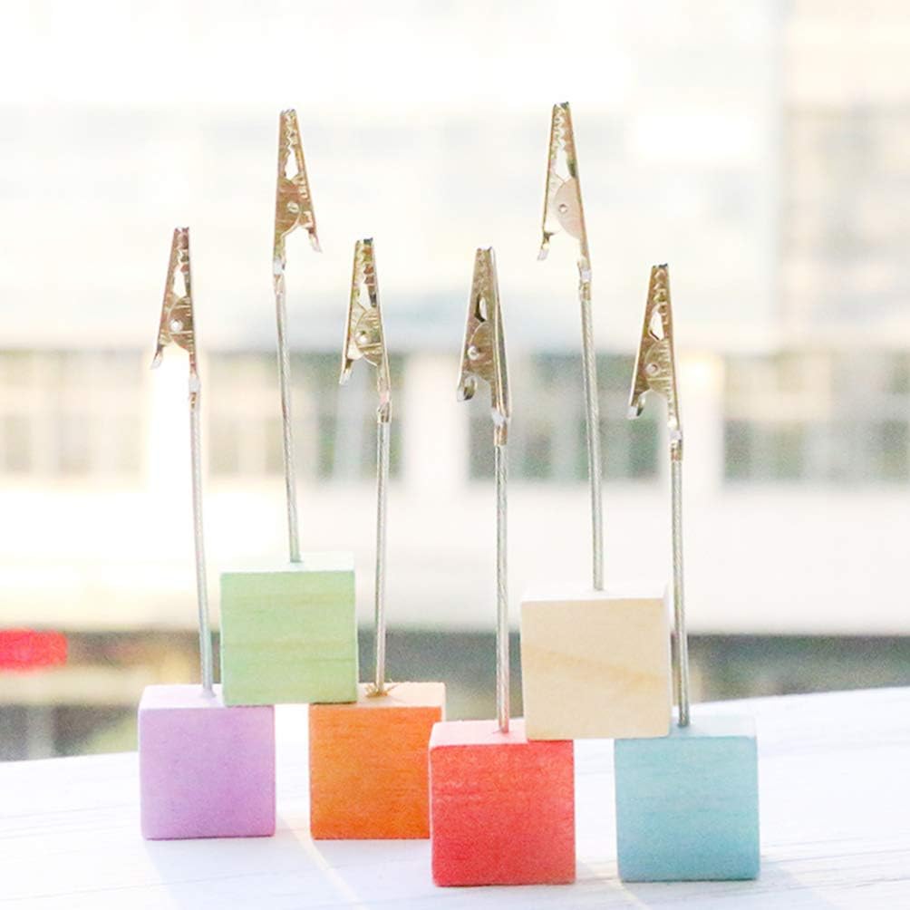 NUOBESTY 8Pcs Christmas Table Number Holder Wooden Name Place Memo Card Holder Pictures Paper Menu Note Clip Message Folder Memo Clips Holder Stand - Image 5