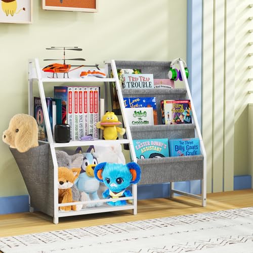 Image of Kids Bookshelf and Toy Storage Organizer, Kids Bookcase, Nursery Book Shelves, Montessori Toddler Bookshelf for Kids, 3-Tier Wooden Kids Bookcase, Children's Bookcase Display for Playroom, Bedroom