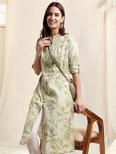 Image of MIRCHI FASHION Women Rayon Sequin Embroidery and Polka Dots Print Straight Kurta