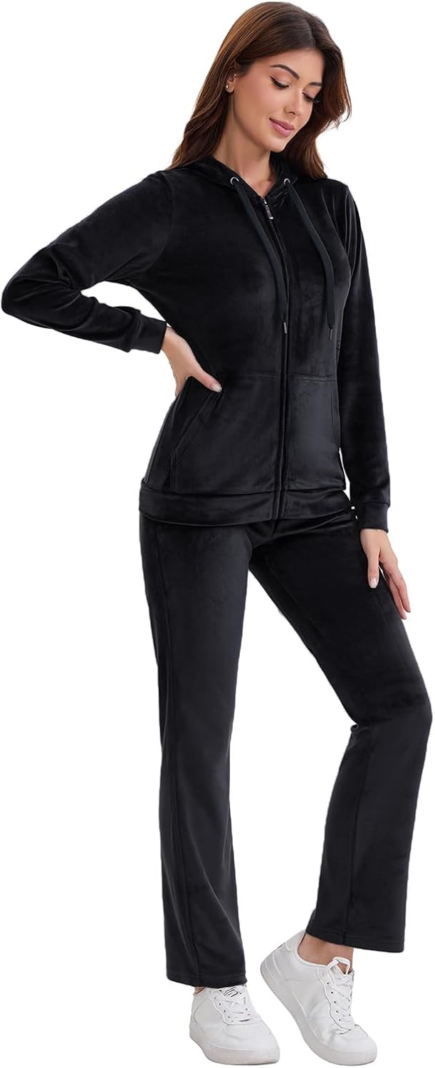 Mindtower Womens Velour Tracksuit Sets 2 Piece Velvet Jogging Suits Sets Full Zip Hoodie Sweatsuit and Casual Sweatpant - Image 9