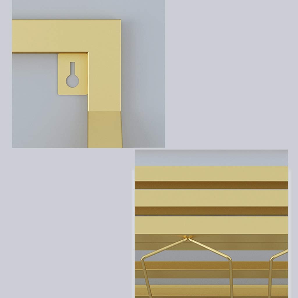 Hanging Wine Rack Wall Mounted Wine Rack, Metal Wine Bottle & Glass Holder, Holds 6 Bottles, 6 Glasses, Wine Shelf for Bar/Kitchen/Cabinets Wine Bottle Holder/Gold