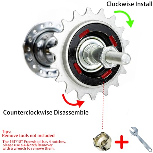 image for Hycline Single Speed Bike Freewheel: 16T Compatible with 1/2''×1/8'' 