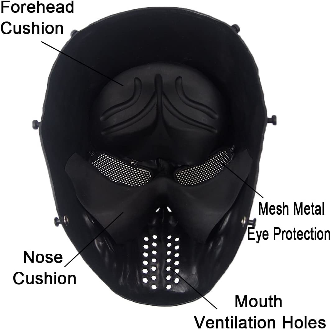 Maska na Halloween, maska z trupią czaszką dla dorosłych, taktyczna maska z duchami z metalową siatką, ochrona oczu, straszny kask 3D, wykonany z naturalnego lateksu, na imprezę Cosplay, Halloween, imprezę, nakrycie głowy