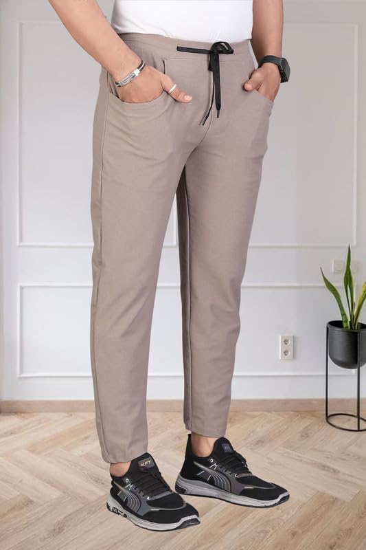 Image of HOODMASTER Men's Polyester Blend Track Pant with Drawstring Classic Style Regular Fit Solid Pattern and Standard Length | Mens Casual Daily Use Track Pants | Soft Fabric Modern Casual Track Pant