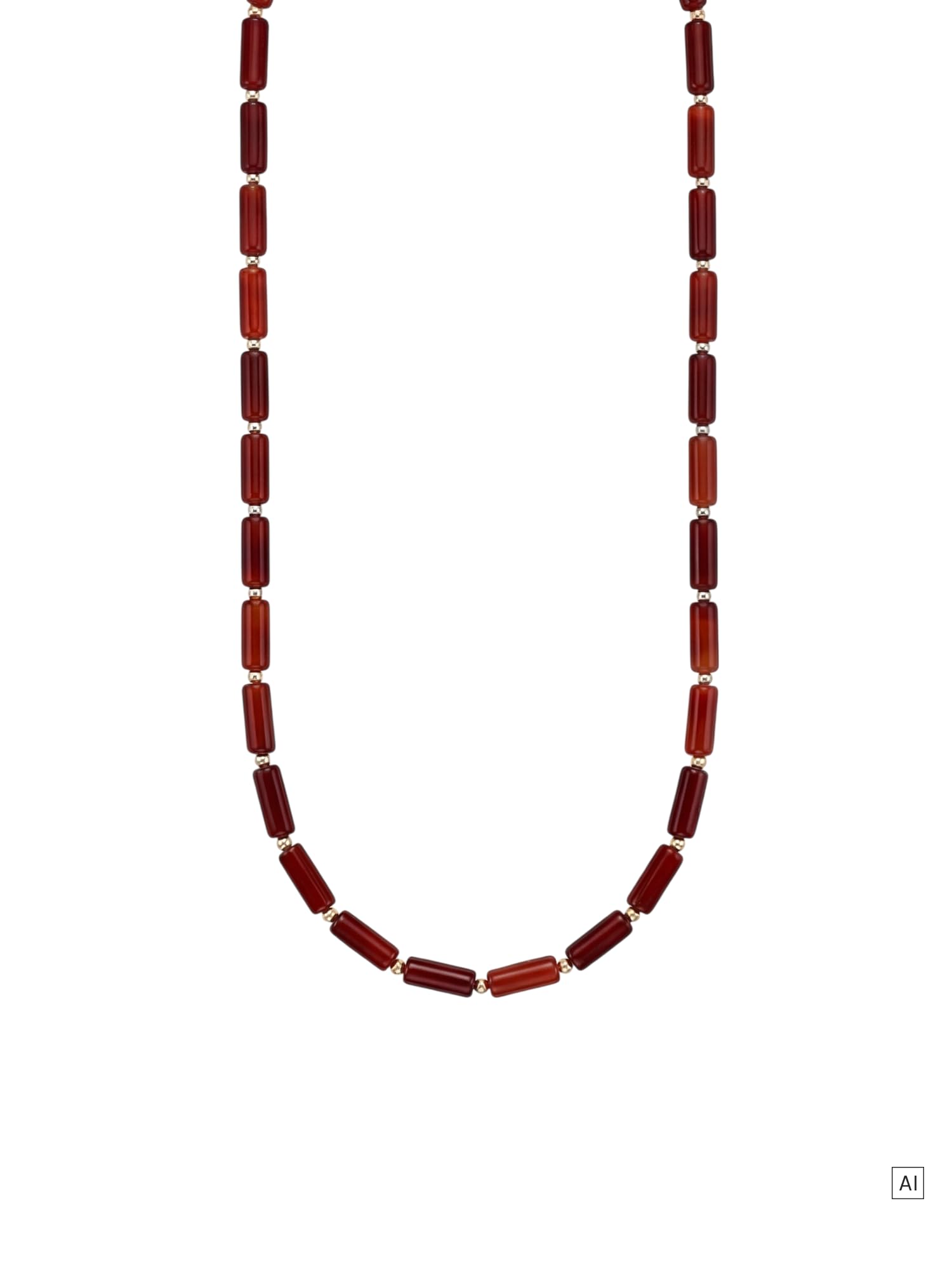 Purelei Herren Halskette Horizon, Roter Achat, Edelstahl 14K Vergoldet, Verstellbar 50–55 cm, Zylindrisch