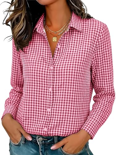 Image of Soft Wrinkle-Free Button Down Stretch Shirts for Women, Breathable Moisture-Wicking Casual Work Dress Tops