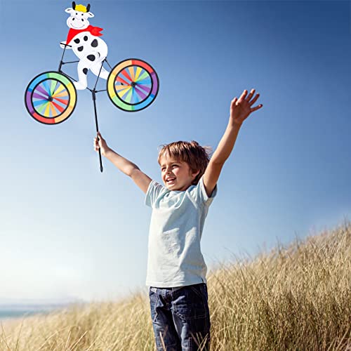 Garden Pinwheels Wind Spinners Bike Windmill Outdoor Decor Colorful Animal Whirligig Pinwheel Lawn Kids For Toys Ornaments Gardening Art Yard Decorative Cute Animal Cow #TOP5