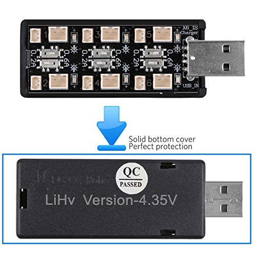 Upgrade 1S Lipo Battery Usb 3.8V/4.35V Charger 6 Channel 1S Lihv Charger For Emax Tinyhawk Blade Inductrix Tiny Whoop Inductrix Fpv Plus Battery Micro Jst 1.25 Jst-Ph 2.0 Mcx Mcpx Connectors #TOP4