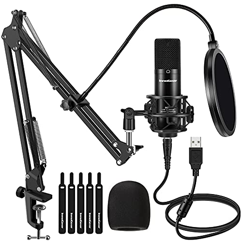 InnoGear USB Microphone, 192KHZ/24BIT Plug & Play PC Computer Professional Cardioid Mic with Mic Stand Shock Mount Pop Filter USB Cable for Studio Podcasting YouTube Gaming Streaming InnoGear USB Microphone, 192KHZ/24BIT Plug & Play PC Computer Professional Cardioid Mic with Mic Stand Shock Mount Pop Filter USB Cable for Studio Podcasting YouTube Gaming Streaming
