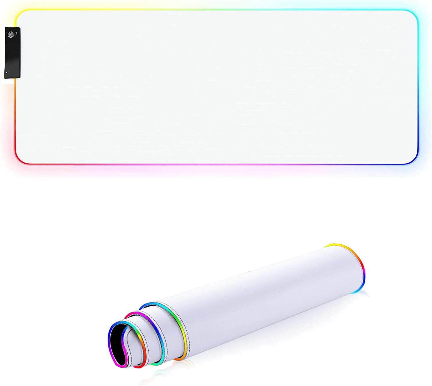 Proate White RGB Gaming Mouse Pad Soft & Smooth Microfiber Waterproof Extra Large Mousepad 31.5 x 11.8 inches Glowing LED Extended Mousepads 15 Lighting Modes