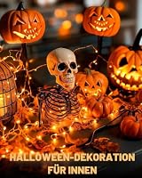 Halloween LED Lichterkette, 10M 100LED Orange Lichterketten, USB-betriebene, Herbst lichterkette IP65 Wasserdichte für außen/innen, kürbis Dach Fenster Party – Ansicht 3