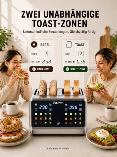 Toaster 4 Scheiben Edelstahl mit Touchscreen & LED Countdown – Bild 2