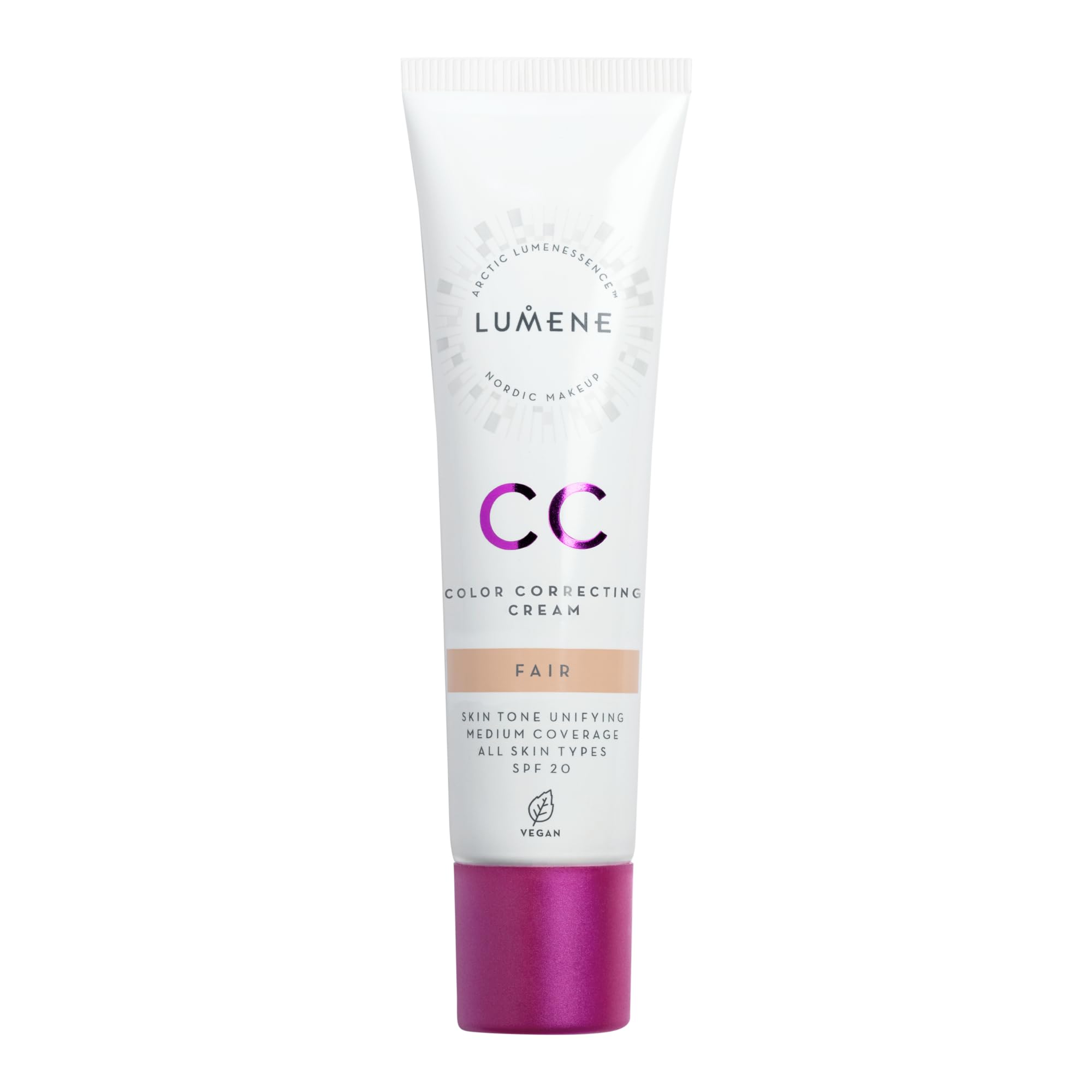 LUMENE CC Cream Color Correcting Cream Foundation | SPF 20 | Medium Coverage | Lightweight and Antioxidant-Rich | Hydrates While Reducing Redness | All Skin Types | Vegan | 30 ml | Fair