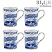Portmeirion Spode Blue Italian 12oz Porcelain Mug, Set of 4 - Compact Hot Beverage Cups with Ornamental Scenic Pattern & Glazed Finish - Elegant Ceramic Drinkware for Tea, Coffee, Brunch Serving