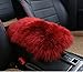 Dotesy Auto Center Console Armrest Pad,Australian Sheepskin Wool Armrest Center Console Protector Cover Pad Cushion (5.91x11.81 inch),Wine Red