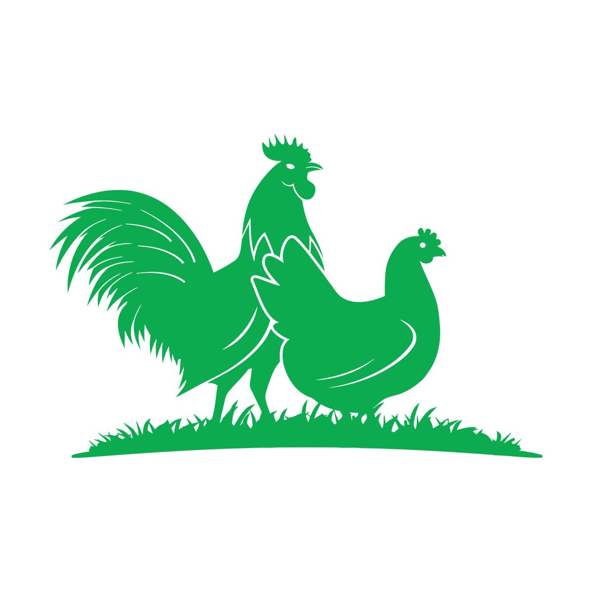 Engraving Decals Birds Farm Animals Village Rooster Chicken 72x111.5cm Easy Installation Extra Large Green