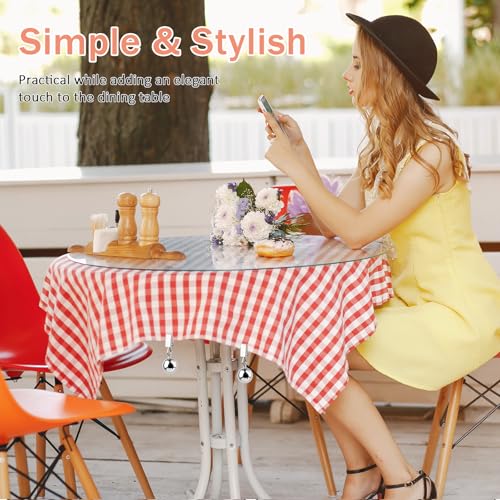 Aonior Stabile Tischdeckenbeschwerer, 4 Stück Tischdeckengewichte 68g, Winddicht Tischdeckenklammern, Rostfreie Edelstahlkugeln mit Clips, Gewichte für Outdoor Vorhang Tischdecken usw