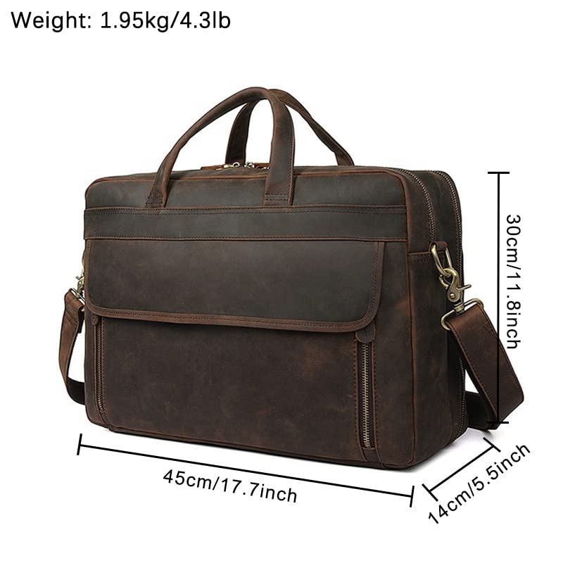 Generic Vintage Leather Business Bag, Durable, 18 Large Capacity Laptop Bag Travel Bag Mens Leather Briefcase, Large Shoulder Bag2