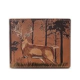 House of Jack Co. Deer In The Woods Bifold Wallet for Men and Outdoorsmen with Camou Lining, Full Grain Italian Cowhide Leather Wallet, Tan