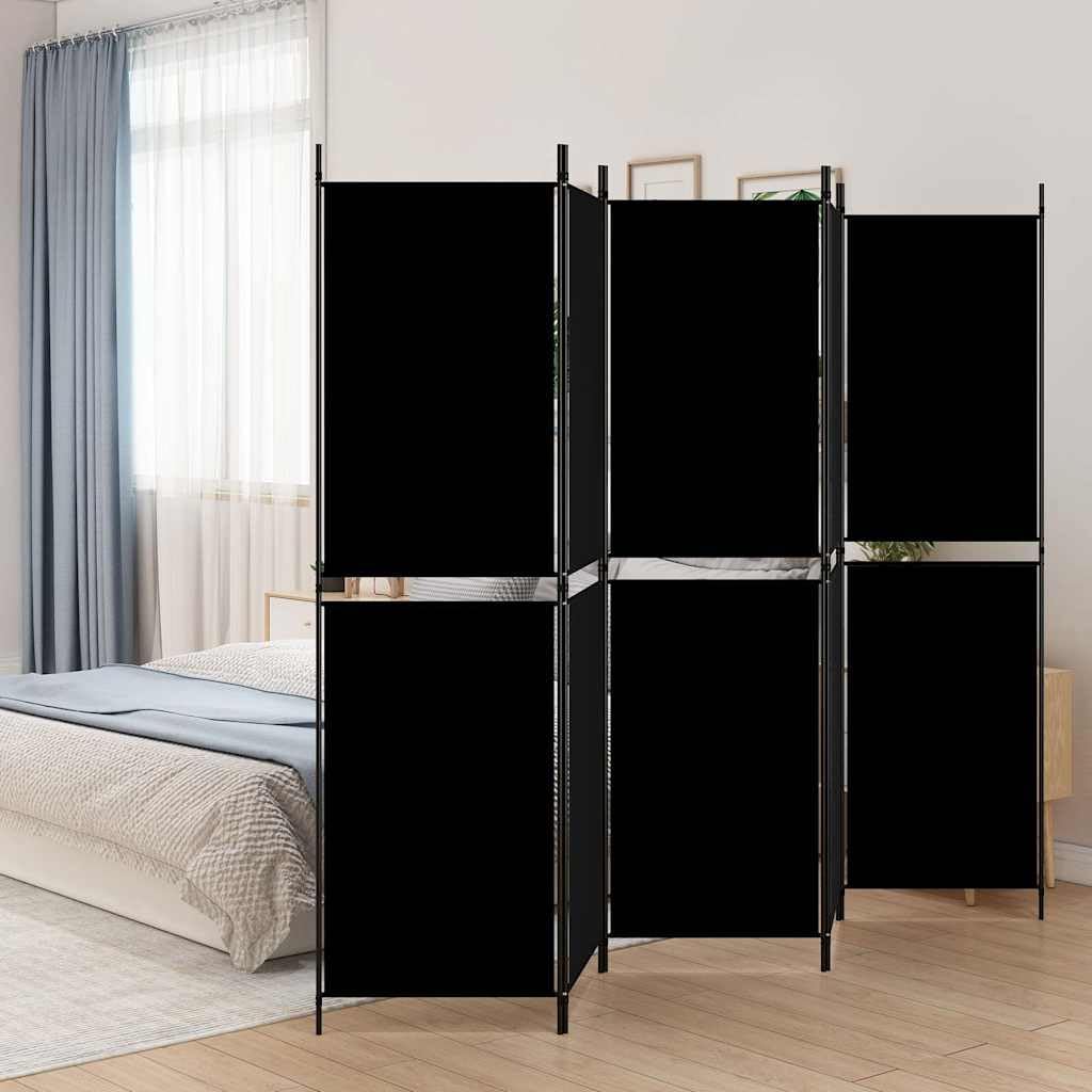 Paravent pliable noir 250 x 180 cm brise-vue autonome en tissu pour bureau