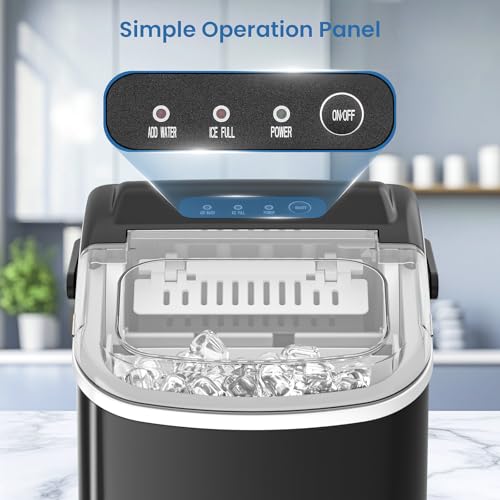 Image of Antarctic Star Ice Makers Countertop with Auto-Cleaning, 9 Bullet Ice Cubes in 6 Mins, 26lbs /Day, Portable Ice Machine with Handle, Basket and Scoop for Home, Kitchen, Office, Party