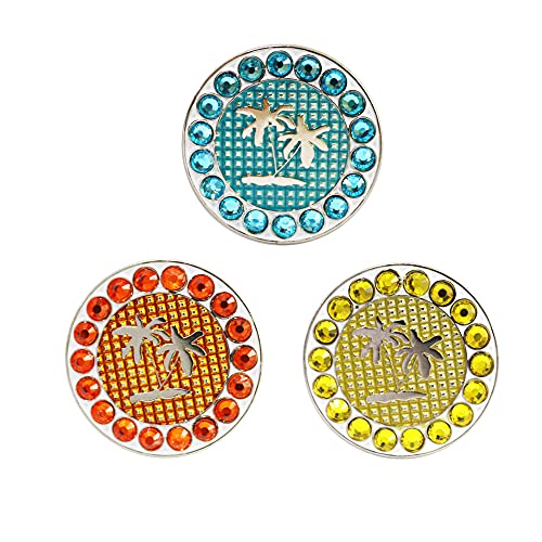 Myartte Golf Ball Markers Crystal Ball Markers Fit Golf Hat Clips And Divot Tools (Palm Tree-White) #TOP4