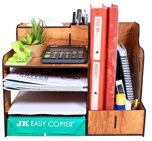 Wooden Office Desk Organizers and Accessories, Multi-Functional S...