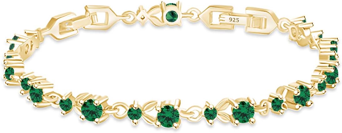 AFFY 14k Yellow Gold Over Sterling Silver Leaf Shape Tennis Bracelet Gift For Her