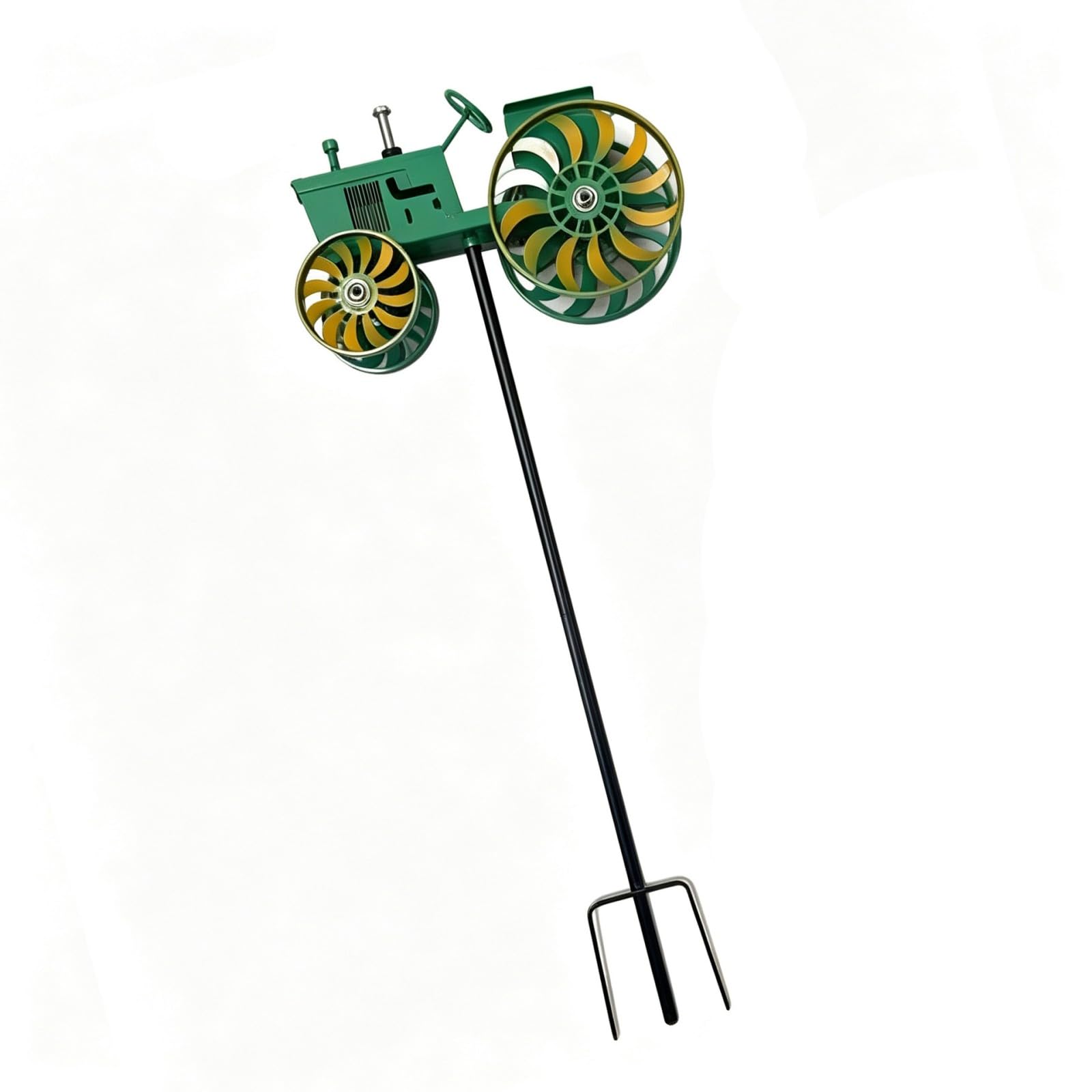 Ekoama Garden Wind Spinner Green Windmill Stake With Rotatable Wheel for Yard Garden Unique Outdoor Sculptures