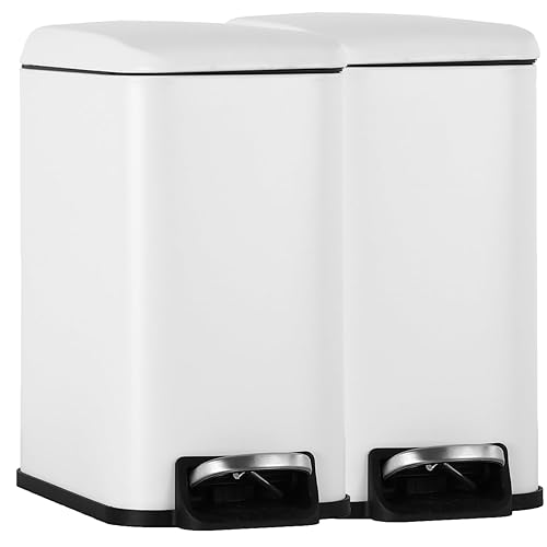 FDW Cubo de basura pequeño de 1.3 galones de acero inoxidable para baño, con pedal, tapa interior de plástico extraíble para el hogar, cocina,