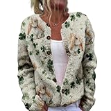 Yellow Rabbit Cardigan Sweater for Women Crewneck Long Sleeve Knit Chunky Outerwear Loose Casual Vintage Button Down Sweaters S