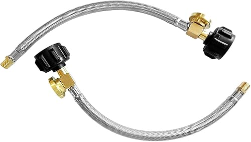 Miniatura 4 de Joywayus 2 conectores trenzados de acero inoxidable de 12 pulgadas de longitud para tanque de propano con medidor para regulador estándar de dos
