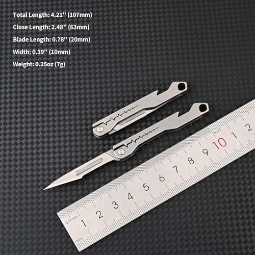 Mini Titanium Handle Folding Utility Scalpel with 10 Pieces 11# Scalpel Blades (Gray) - Thumbnail 4