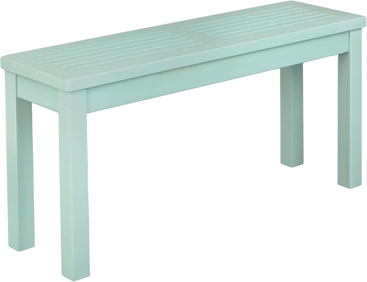VINGLI Banco de madera para exteriores, banco de porche de 40 pulgadas, banco de jardín sin respaldo, pequeño banco al aire libre para entrada de patio (verde menta, 40 pulgadas)