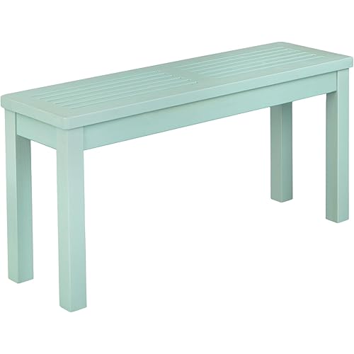 VINGLI Outdoor Wooden Bench, 40” Porch Bench Outdoor Backless Garden Bench, Small Outdoor Bench for Deck Patio Entryway (Mint Green, 40in)