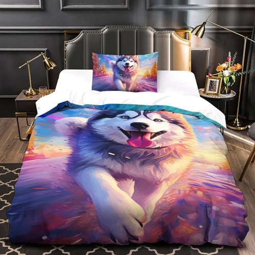 Housse de couette Husky douce en microfibre zippée lit simple - 4