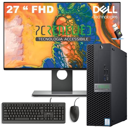 PCRENEWED TECNOLOGIA ACCESSIBILE Postazione completa pc fisso desktop I7 6700 RAM 32 GB HDD 1 TB SSD M.2 512 Monitro 27"" FHD Windows 11 e Office 2019 (Rinnovato)