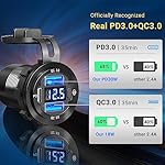 12-Volt-USB-Outlet-Qidoe-12V-USB-Outlet-66W-USB-Car-Port-Aluminum-30W-PD-30-Motorcycle-USB-Charger-Waterproof-USB-Port-Dual-QC30-USB-Socket-with-Switch-12V-24V-Vehicle-Marine-Boat-RV-Accessories