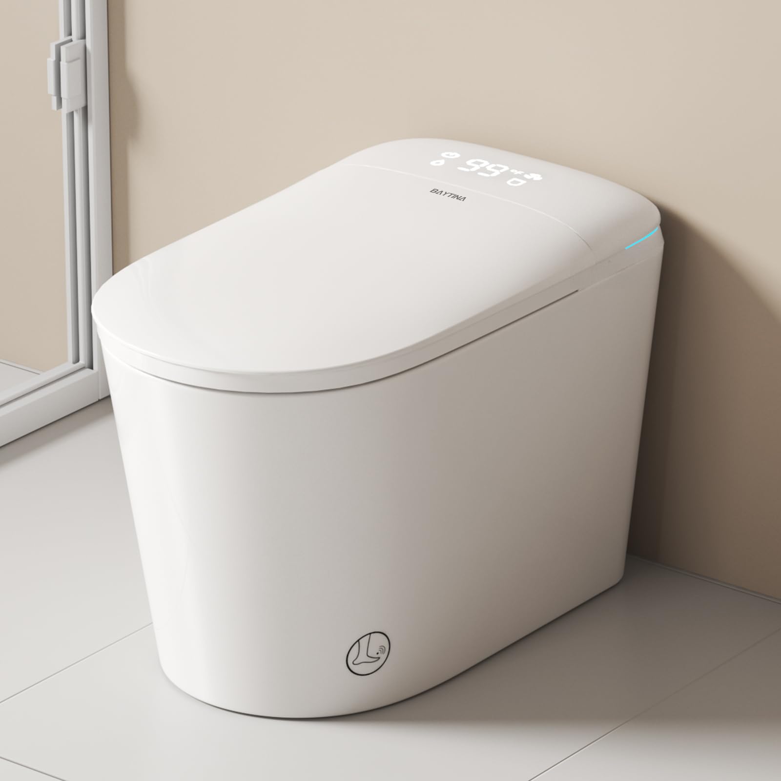 Smart Toilet with Auto Open Close Lid ADA Height Heated Seat Warm Water Bidet Dryer Night Light Dual