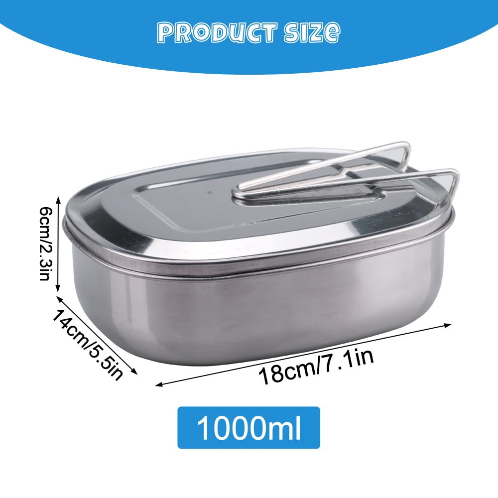 Lunch Box In Acciaio Inox 1000ml | Portapranzo Con Maniglia | Per Scuola, Ufficio E Picnic - Foto 13