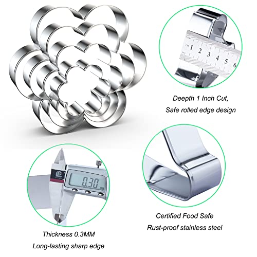 Scallop Flower Cookie Cutter Set Large - 5 Inch, 4 Inch, 3 Inch, 2 Inch - Six Petal Scalloped Edge Spring Flower Cookie Cutters Shapes Molds - Stainless Steel #TOP2