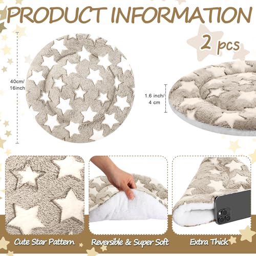 VitalCozy 2 Pack Self Heating Cat Pad Self Heating Cat Bed Machine Washable Heat Pet Mat Reversible Body Thermal Warm Round Dog Bed Crate Blanket for Feral and Indoor Cats(16'',Apricot Large Star) by VitalCozy - Image 6
