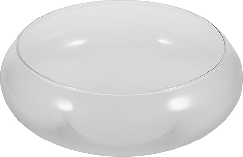 Happyyami Jarrón de vidrio para peces de cristal, cuenco transparente de boca ancha, jarrón redondo, terrario, planta de aire, maceta hidropónica