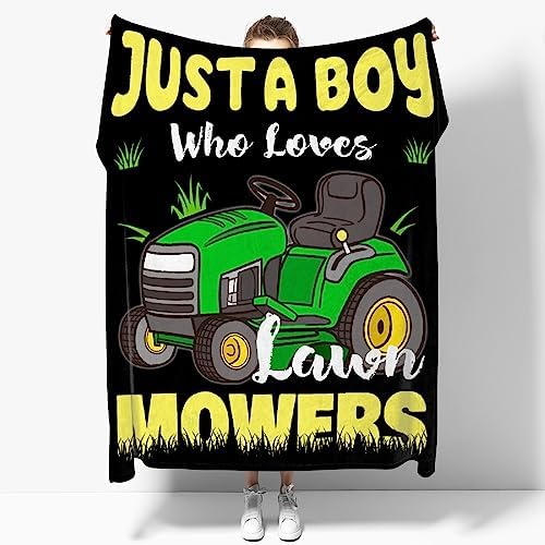 Just A Boy Who Loves Lawn Mowers Blanket Soft Lightweight Throw Warm Cozy Plush Blankets for Couch Bed Sofa Practical Gift XS 30×40 in for Leg/Pet