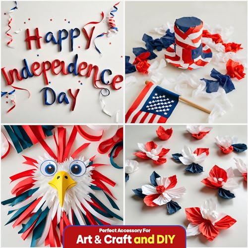 Image of 6 Red White Blue Streamers, 492ft Pack of Crepe Paper Party Decorations | Each roll is 82 ft long and 1.8 Inch wide ideal for Birthday Party Decor, Baby showers and 4th of July Celebrations