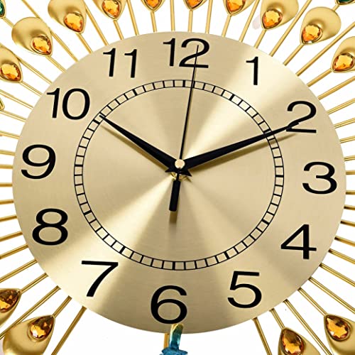 Image of RECTITUDE Wall Clock Silent Quartz Decorative Wall Clock Non-Ticking Classic & Modern and Stylish Silent Movement Peacock Wall Clock Easy to Read for Room /Home /Kitchen /Bedroom /Office (BF382)